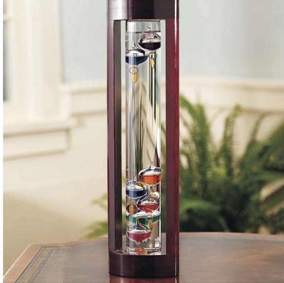 NIB. New In Original Box Cherry finish Galileo Thermometer with Wood Frame - Picture 12 of 12
